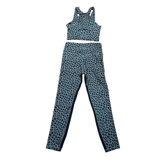 𝅺allfenix Leggings & Sports Bra Set Gray Black Leopard Size Small New With Tags - Picture 2 of 13